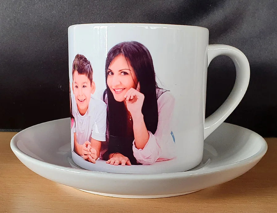 Tasse ceramique café brillant + soucoupe